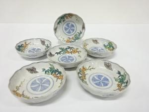 古伊万里　染付色絵　なます皿　6客